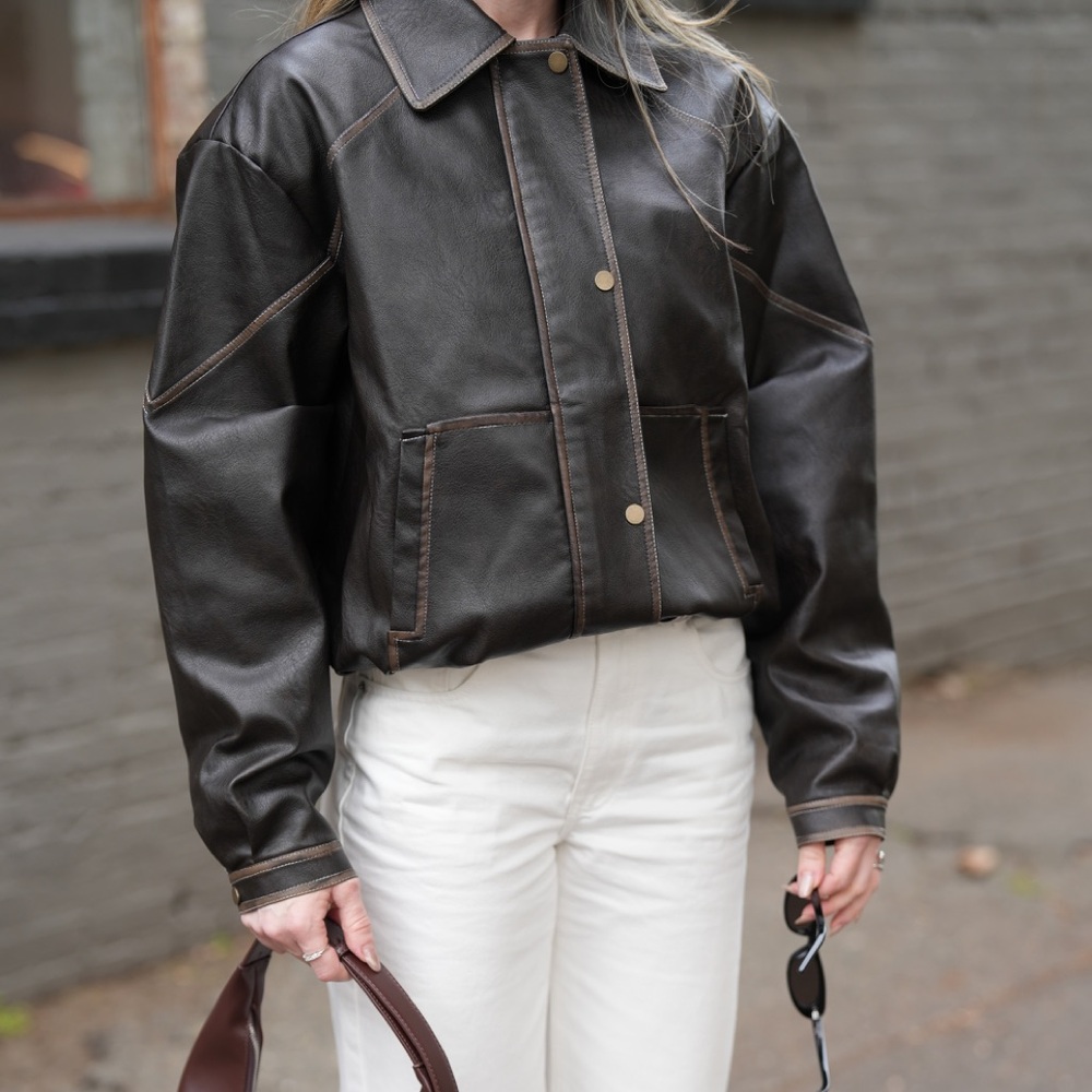 Showpo Dark Brown Bomber Jacket